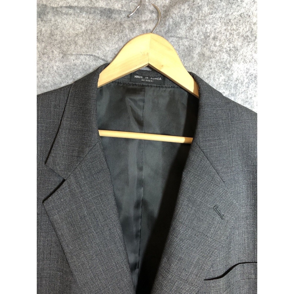 Gerald Austin Blazer Mens 46R Black Windowpane Suit Coat Jacket Business Casual